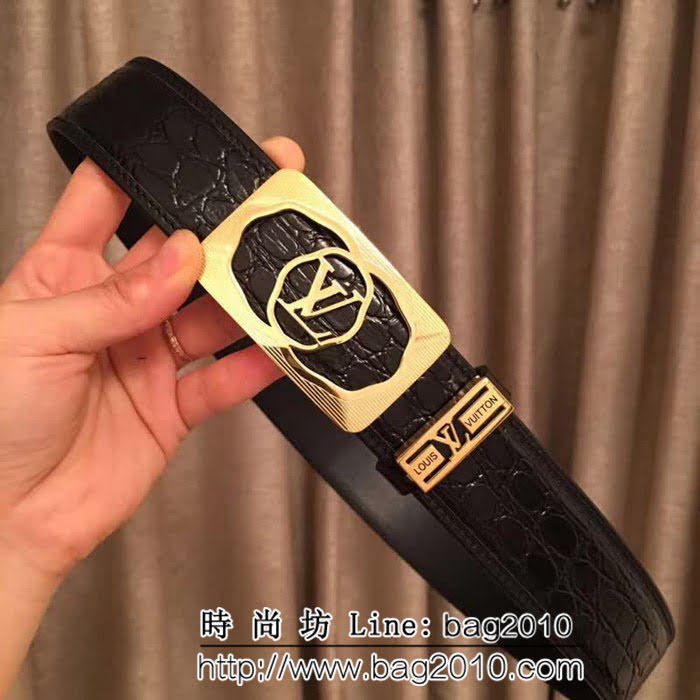 路易威登LV 義大利頂級進口頭層石頭紋 奢華 男士皮帶 LHG1287